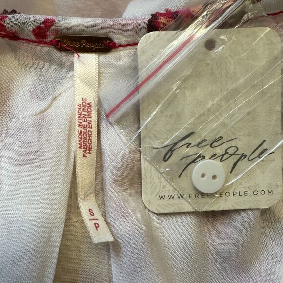 Free People Camella Pink Floral Blouson Sleeve Ruffled Mini Dress Women's S New - Picture 10 of 13